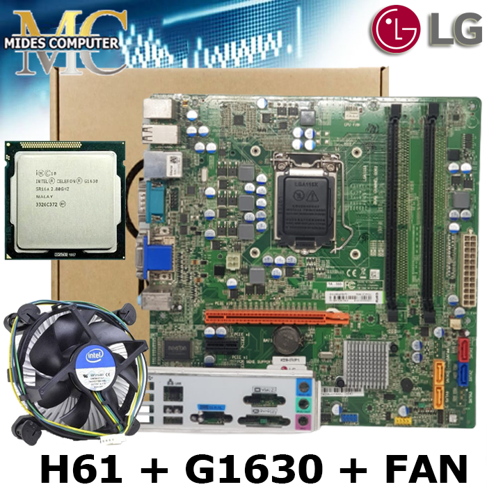 Mobo Mainboard h61 OEM + Intel G1610/G1620/G1630 + fan intel