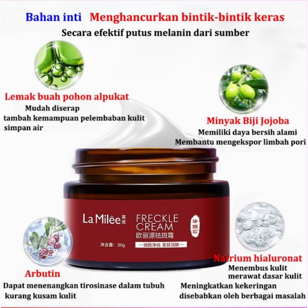 Cream pemutih wajah Krim bintik pemutih 30G Singkirkan melasma, bintik-bintik, bintik matahari, bintik-bintik penuaan, bintik-bintik kehamilan, bintik-bintik gelap Memperbaiki dasar kulit, memutihkan, melembabkan, mencerahkan kulit