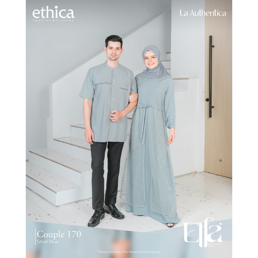 ( Sarimbit Ethica Couple 170 Silver Blue ) Gamis Ethica Kagumi 287 Kahfi 277