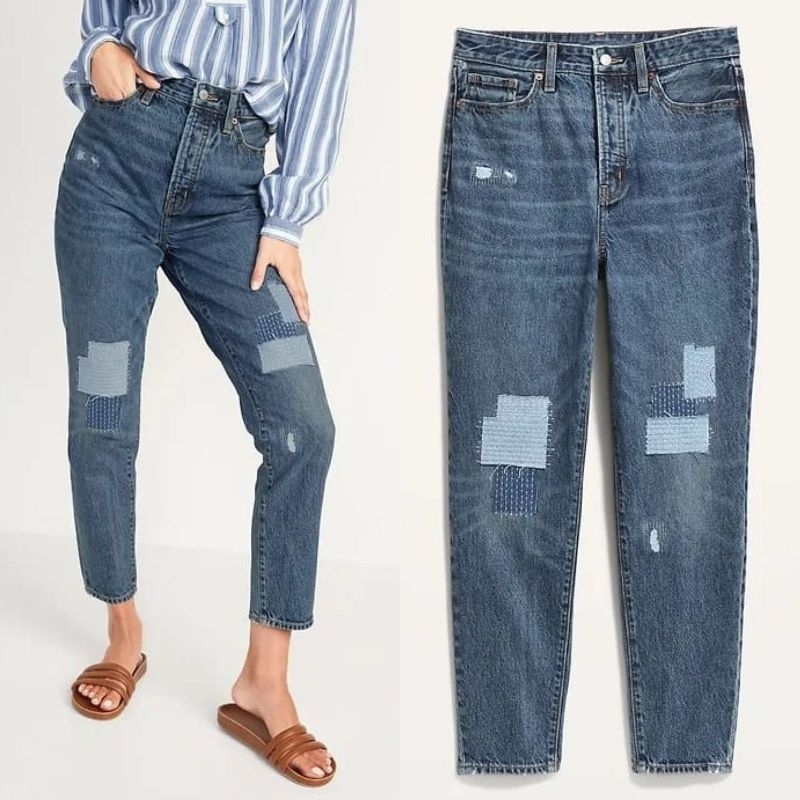 Old Navy high waisted button ankle denim (Blue corak)