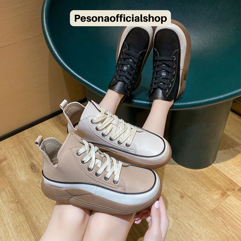 COD POS 379 Sepatu Sneakers Boots Tali Wanita Elegan