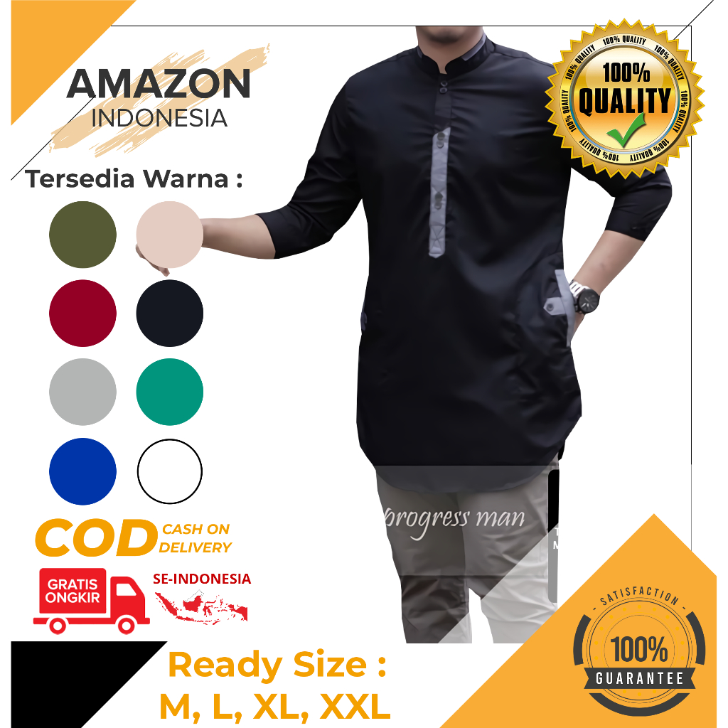 BAJU KOKO PRIA MUSLIM WARNA HITAM BAHAN TOYOBO PREMIUM LENGAN 3/4 HIGH QUALITY BAGUS MURAH IMPORTBAJU KOKO PRIA MUSLIM WARNA HITAM  BAHAN TOYOBO PREMIUM LENGAN 3/4 HIGH QUALITY BAGUS MURAH IMPORTV