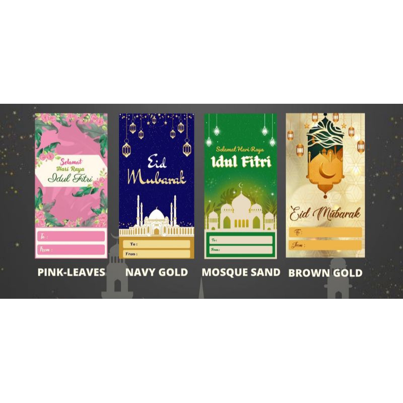 Lebel Sticker Hangtag Hangtags Card Kartu Ucapan Idul Fitri Ramadan Eid Mubarak untuk Jualan Souveni