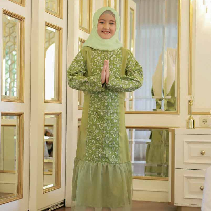dress gamis batik anak perempuan seri nirmala 6bulan-12 tahun