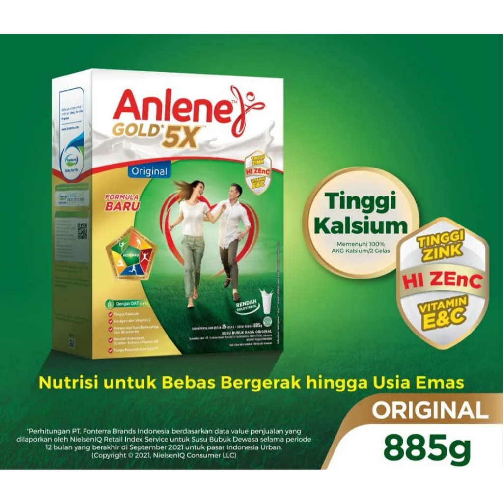 Anlene Gold 5X Susu Bubuk  COKELAT &amp; ORIGINAL 885 Gram - Nutrisi Tulang, Sendi, dan Otot