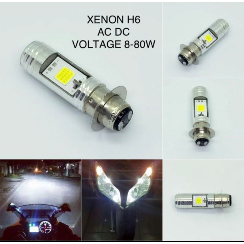 BOHLAM LAMPU DEPAN LED H6 AC DC NYALA PUTIH BIRU KUNING UNIVERSAL SEMUA MOTOR