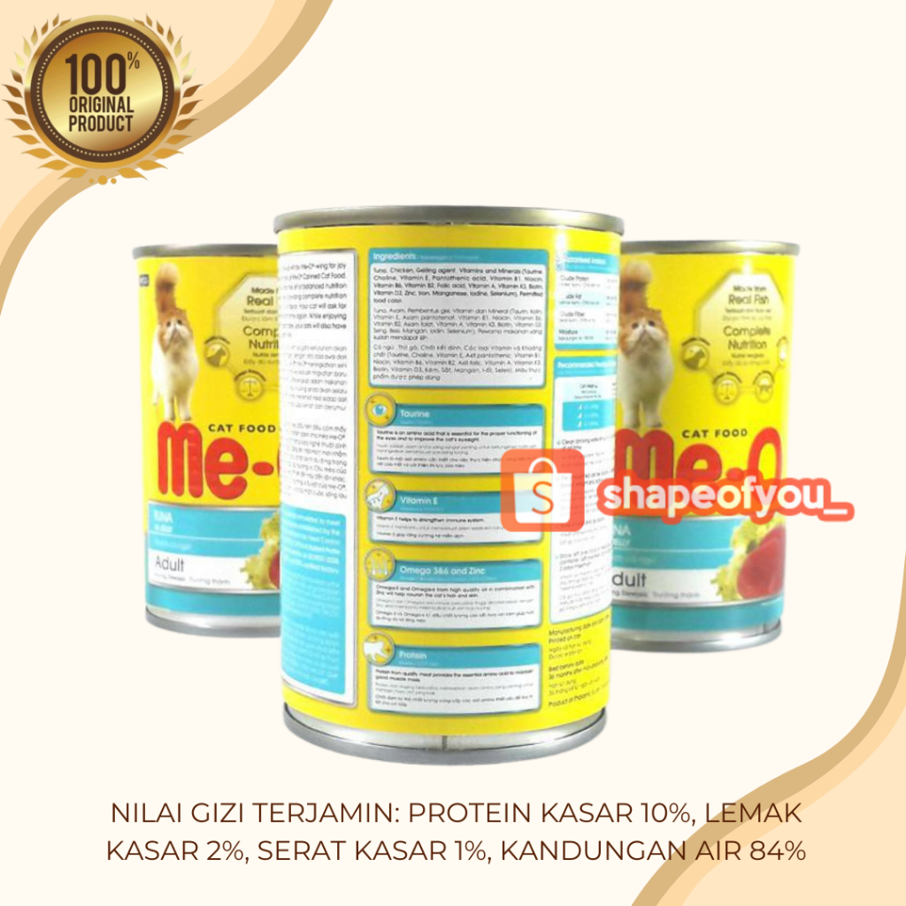 Meo Kaleng 400gr Tuna Makanan Kucing Basah Me-O Can Cat Wet Food All Varian 400 Gr