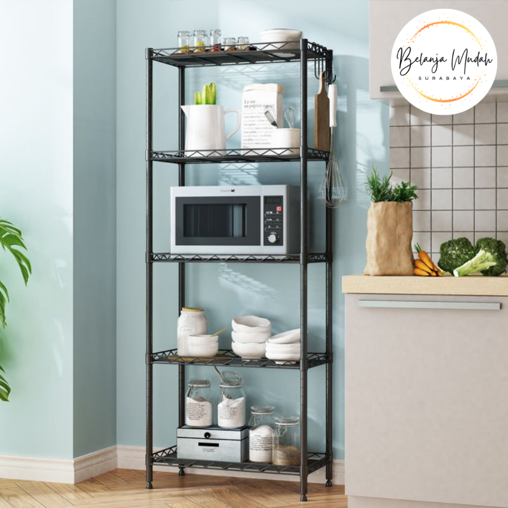 Rak Barang Rumah 3 4 5 Susun | Tempat Penyimpanan Susun Full Besi Jaring Tingkat Serbaguna Bagus Dan