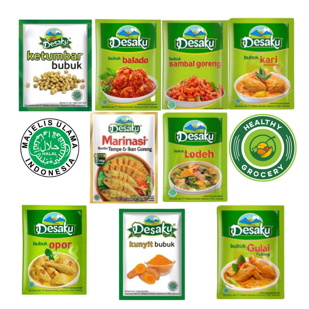 Desaku Bubuk Balado Sachet / Bumbu Instan Balado / Gulai / Kari / Lodeh / Opor / Sambal Goreng / Bumbu Marinasi / Ketumbar Bubuk / Kunyit Bubuk