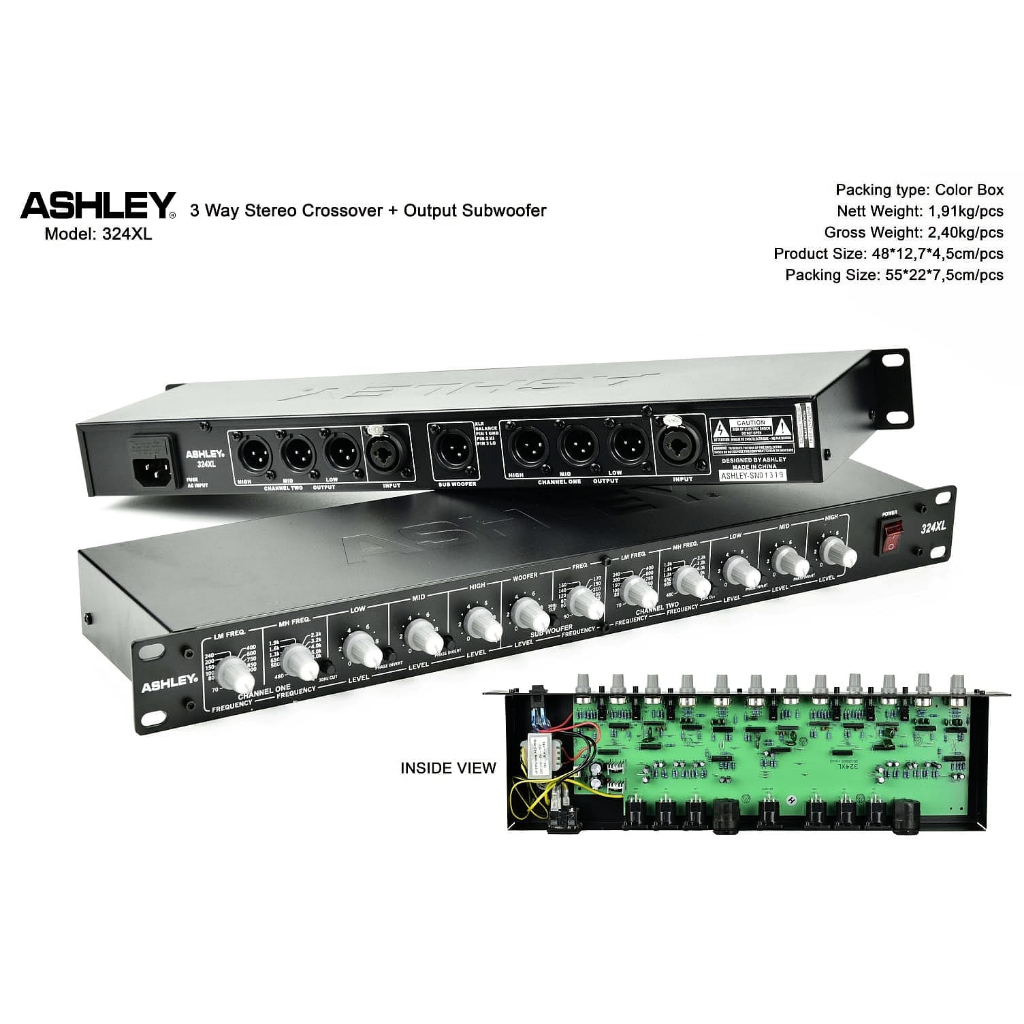 Crossover Ashley 324XL + Subwoofer 3 Way Stereo Kualitas Mantap Original