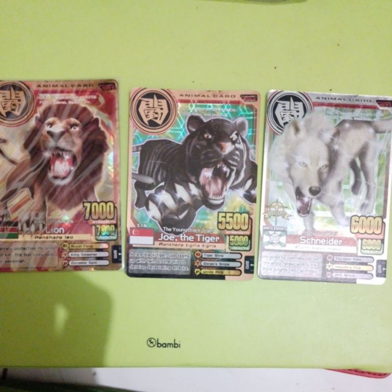 kartu animal kaiser lion, joe tiger, schneider