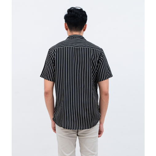 Kemeja Salur Pria Stripe Lengan Pendek Cowok Hem Garis Baju Belang Strip