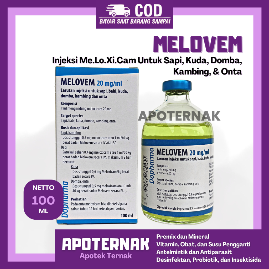 MELOVEM 100 mL | Injeksi Melovem 20 mg | Melovem Injeksi Hewan