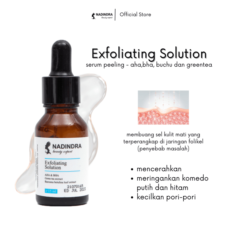 Nadindra Beauty Expert Exfoliating Solution -AHA BHA greentea buchu serum - peeling serum