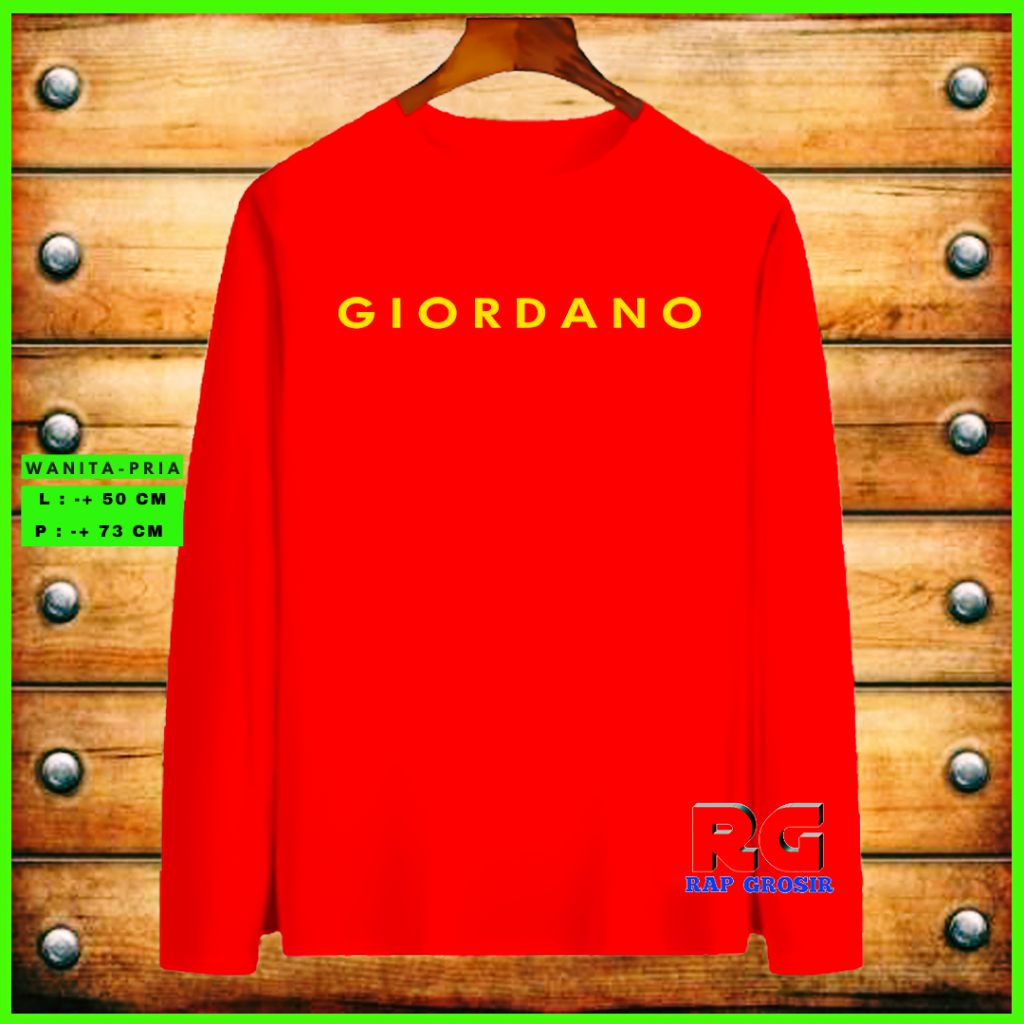 Baju Kaos Giordano - Atasan Kaos Lengan Panjang Wanita Pria - Kaos Distro Pria Wanita - Kaos Tshirt 