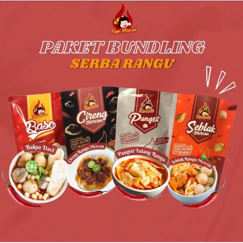 

Paket Bundling Serba Rangu (Baso Daci Pangsit tulang rangu cireng dan seblak) nyai mercon chili oil makanan pedass