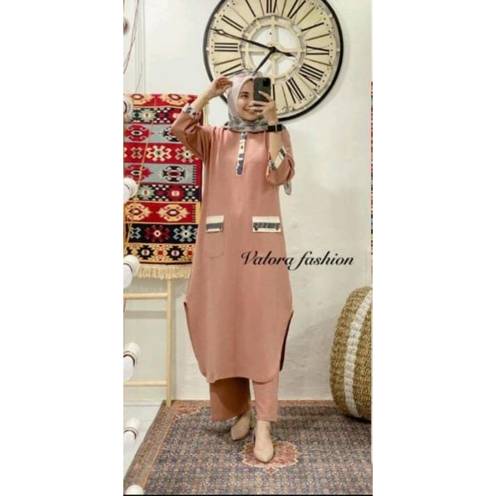 Setelan Valora Matt Knit Zara Premium Mix Tenun Busui Friendly