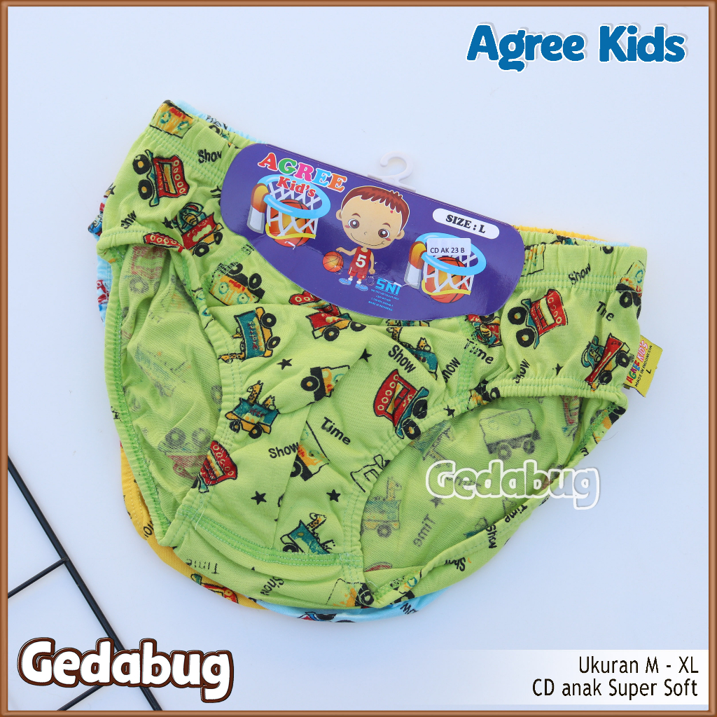 3 pcs - Celana Dalam AGREE Kids AK 23 / CD Anak Boy Warna Full Print - Cd Agree AK 023 | Gedabug