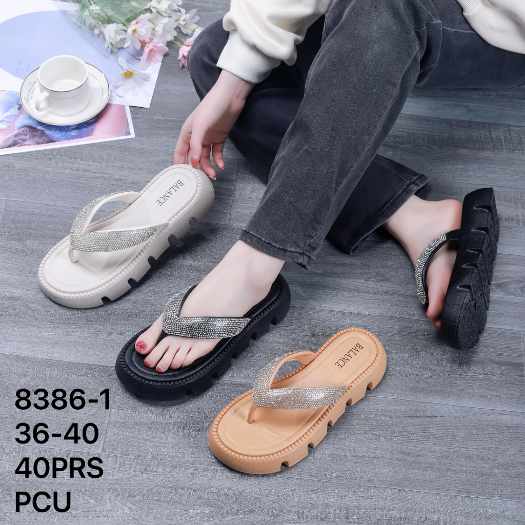 Sandal Wedges Wanita Jelly Import Jepit Gliter Balance 8386-1