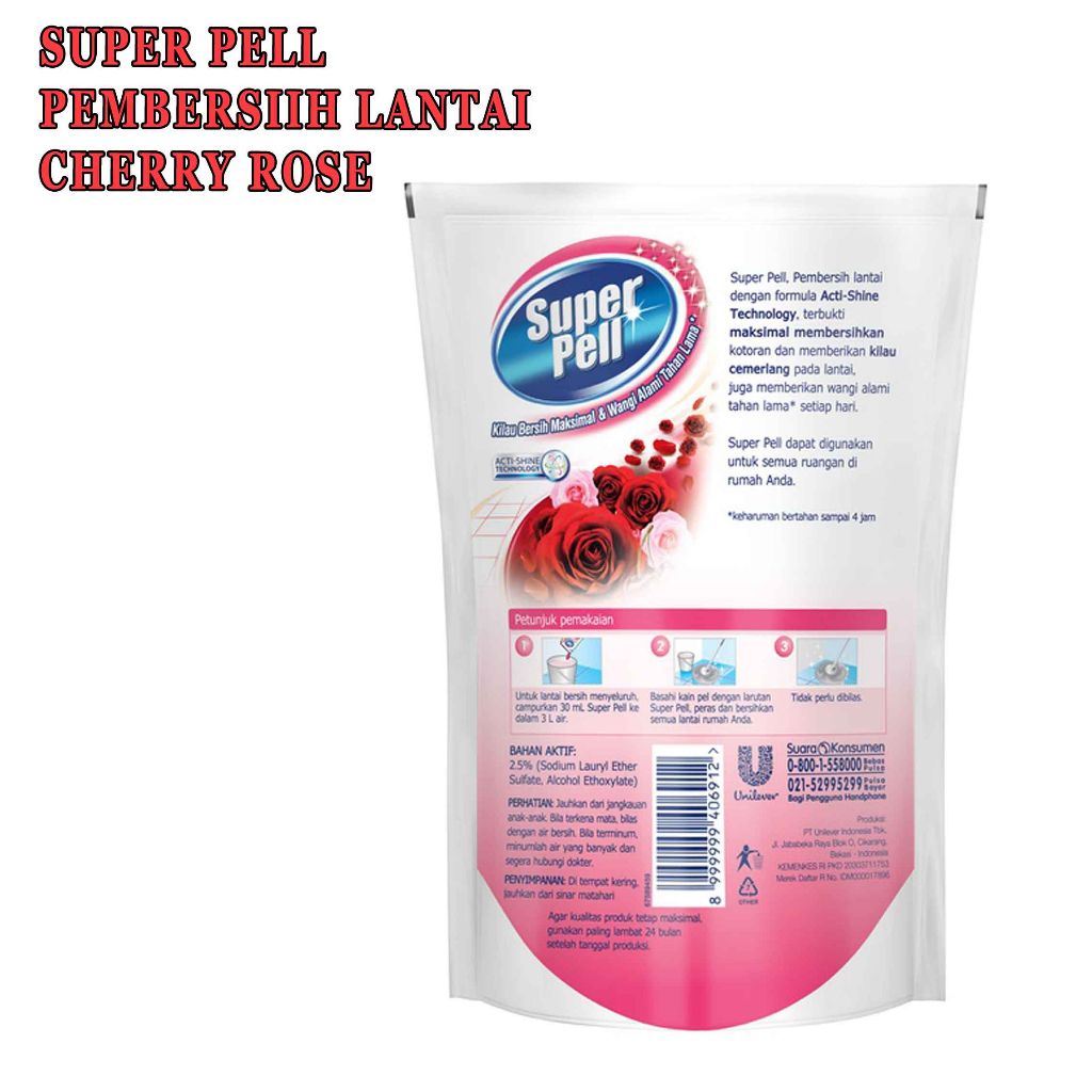 Pembersih Lantai* Super Pell* Aroma Cherry Rose* 770ml