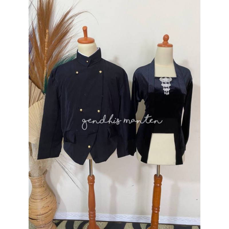 [Polos] Beskap Solo + Kebaya Kutubaru, Warna Hitam