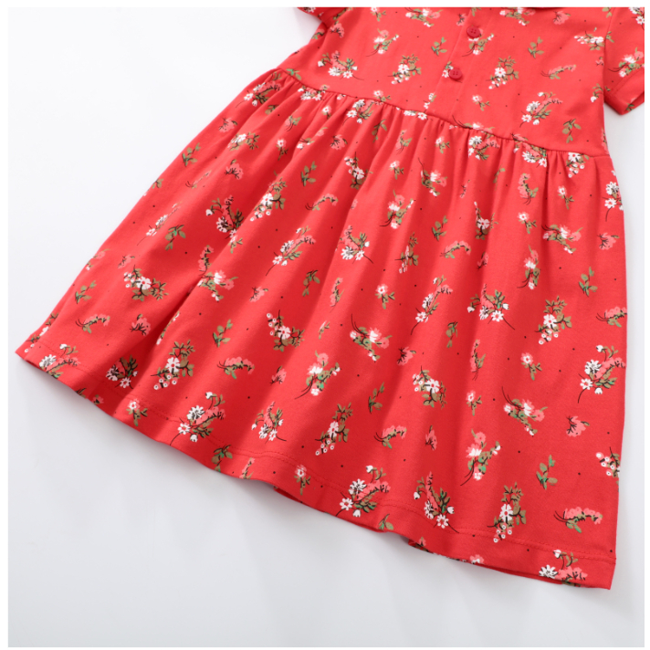 babyfit [2-7thn] dress RED GARDEN baju kerah lengan pendek gaun mini anak perempuan import ydm-0408