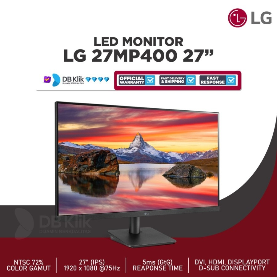 LED Monitor LG 27MP400 27" IPS 75Hz Full HD HDMI D-Sub - LG 27MP400-B