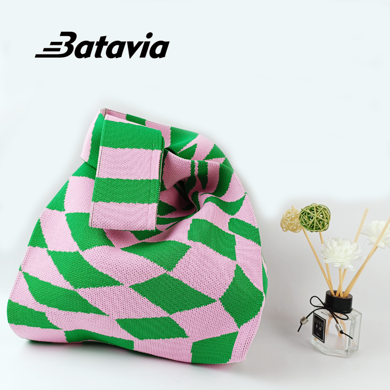 Batavia Tas Wanita Motif Rajut Simpel &amp; Keren - Tas Totebag Cewek Model Rajut Lampit Kekinian BAG 00