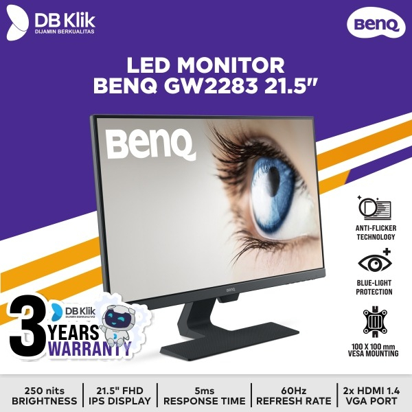 LED Monitor BENQ GW2283 21.5&quot; 60Hz FHD HDMI D-Sub - BENQ GW 2283