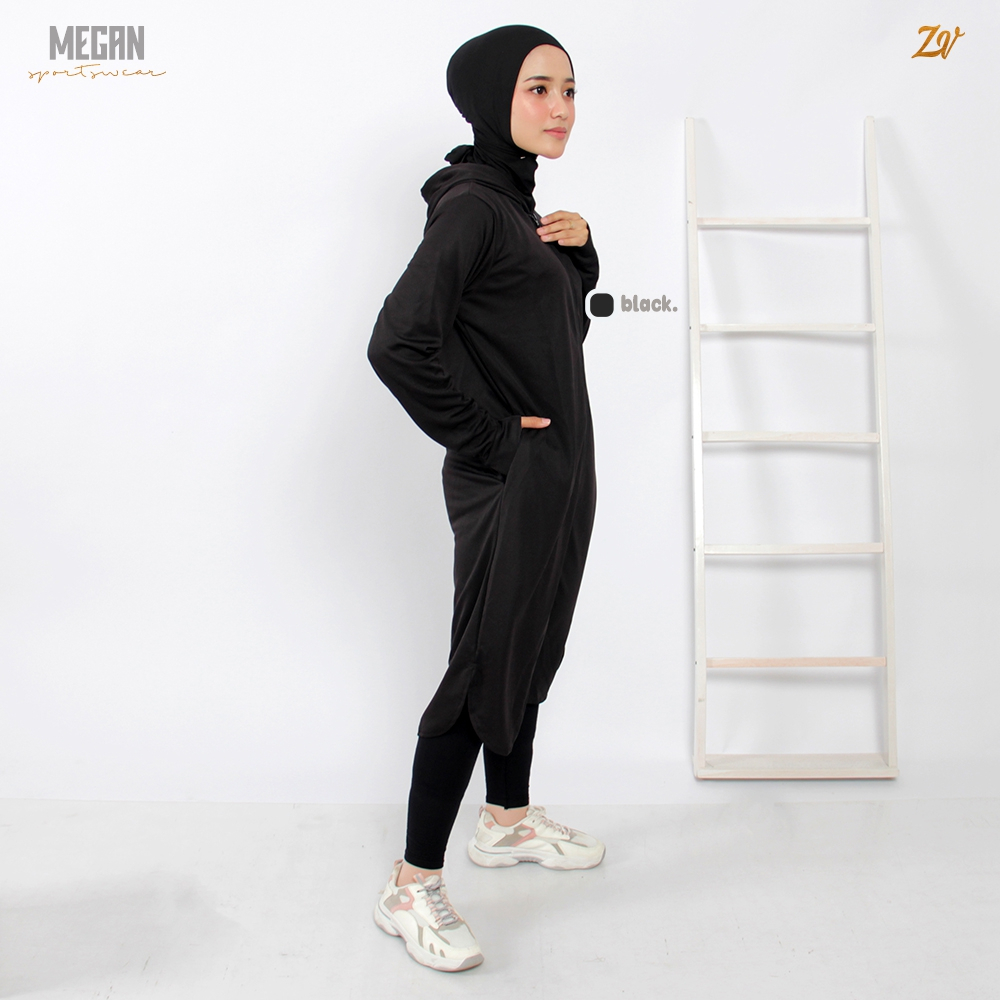 Megan Tunic Sporty l Baju Olahraga Panjang l Baju Muslimah Sporty l Sportwear By Zaneva l Jaket Olahraga