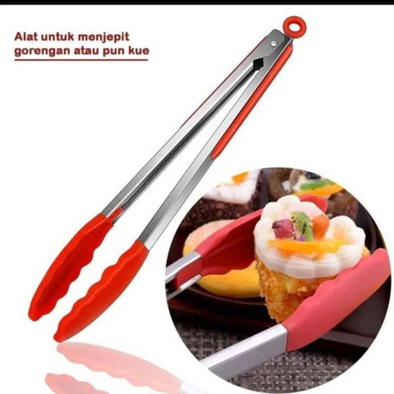 Capitan Makanan Silicone Silikon Penjepit Makanan Kue Tongs Capitan