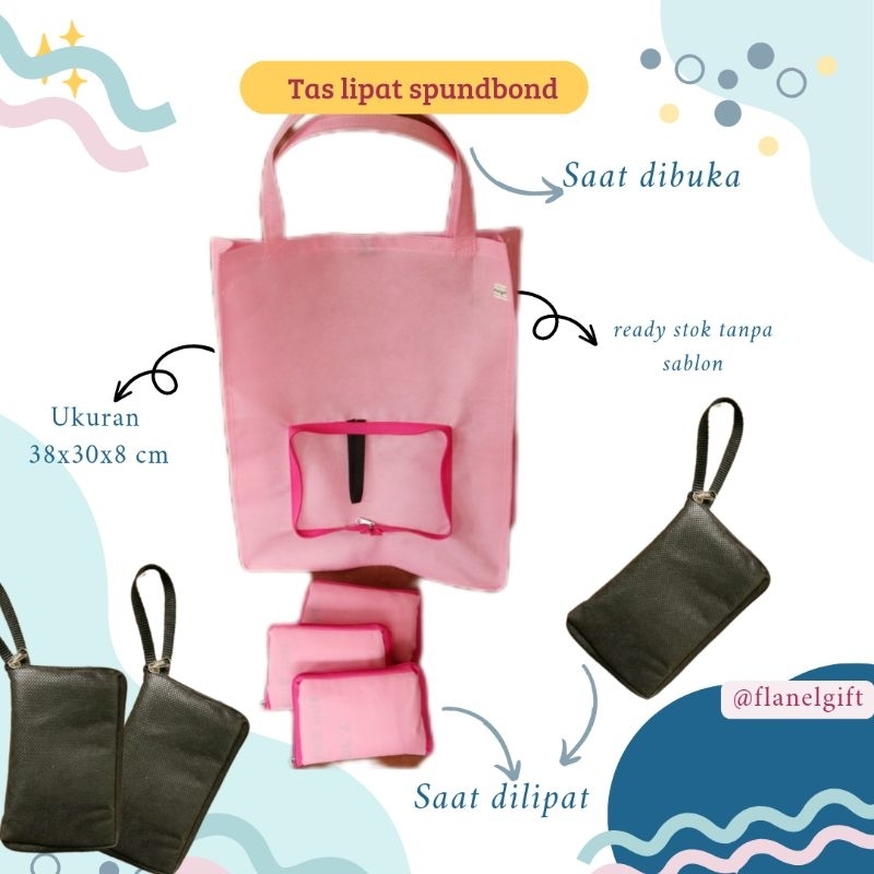 Souvenir Tas Belanja Lipat dengan Rit Tote Bag
