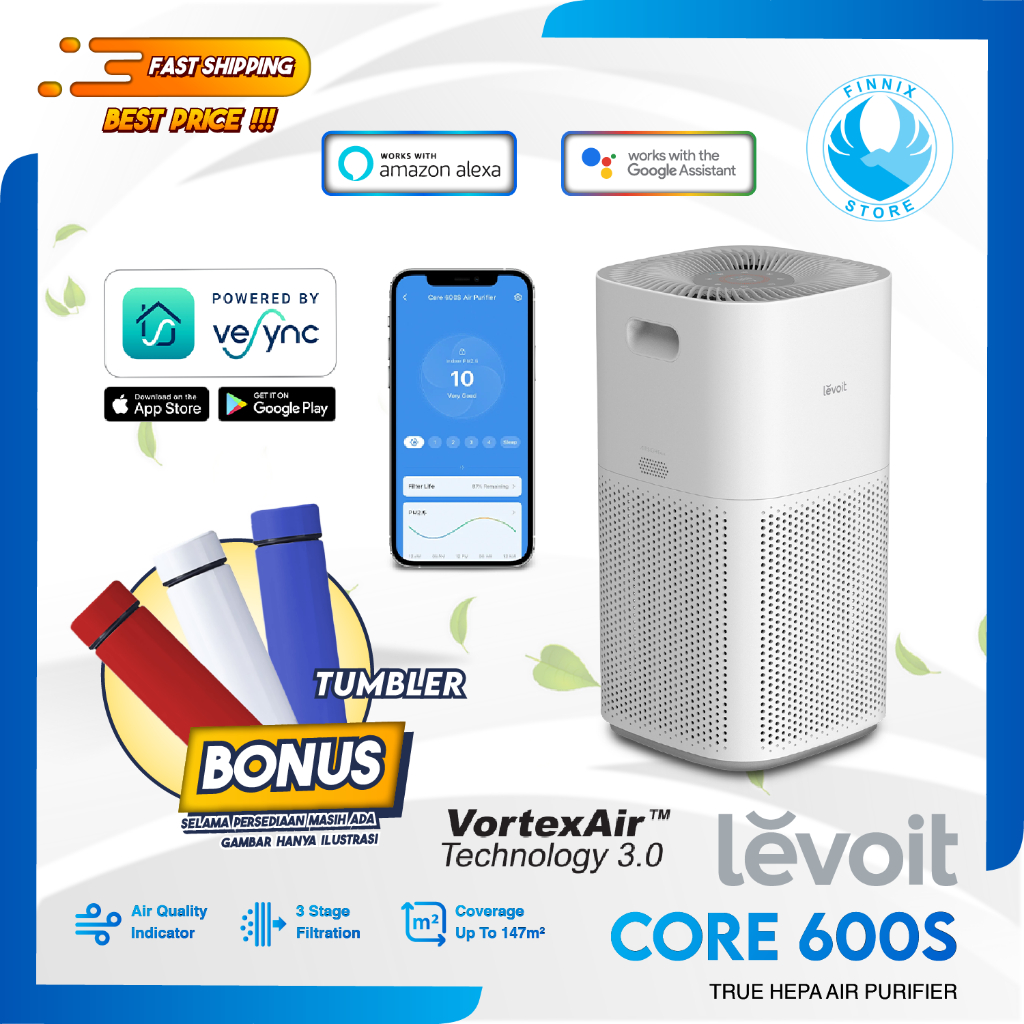 Levoit Core 600S Smart Wifi Air Purifier True Hepa H13 Pembersih Udara