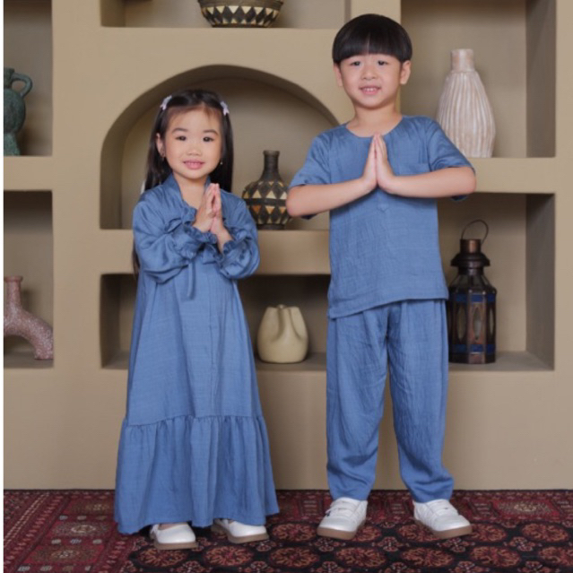 TABINA.KIDSWEAR - KEMENANGAN SERIES COUPLE SETELAN KOKO DAN GAMIS DRESS ANAK LEBARAN