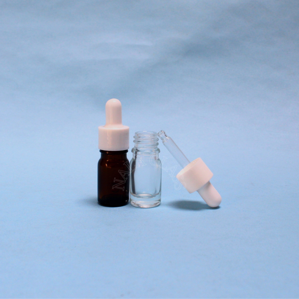 Botol kaca pipet 5ml tebal ring smooth / botol serum 5ml / botol kaca 5ml