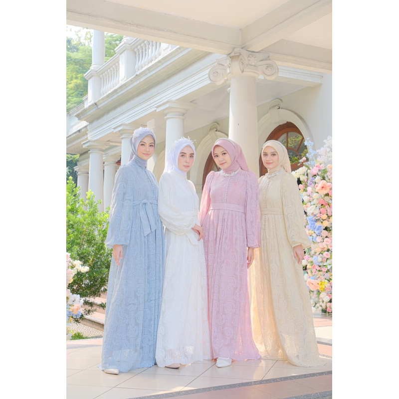 Ounadoutfit Princess dress eid series / dress brokat premium / dress lebaran muslimah / outfit pesta muslim / baju kondangan wanita / baju muslim motif bunga