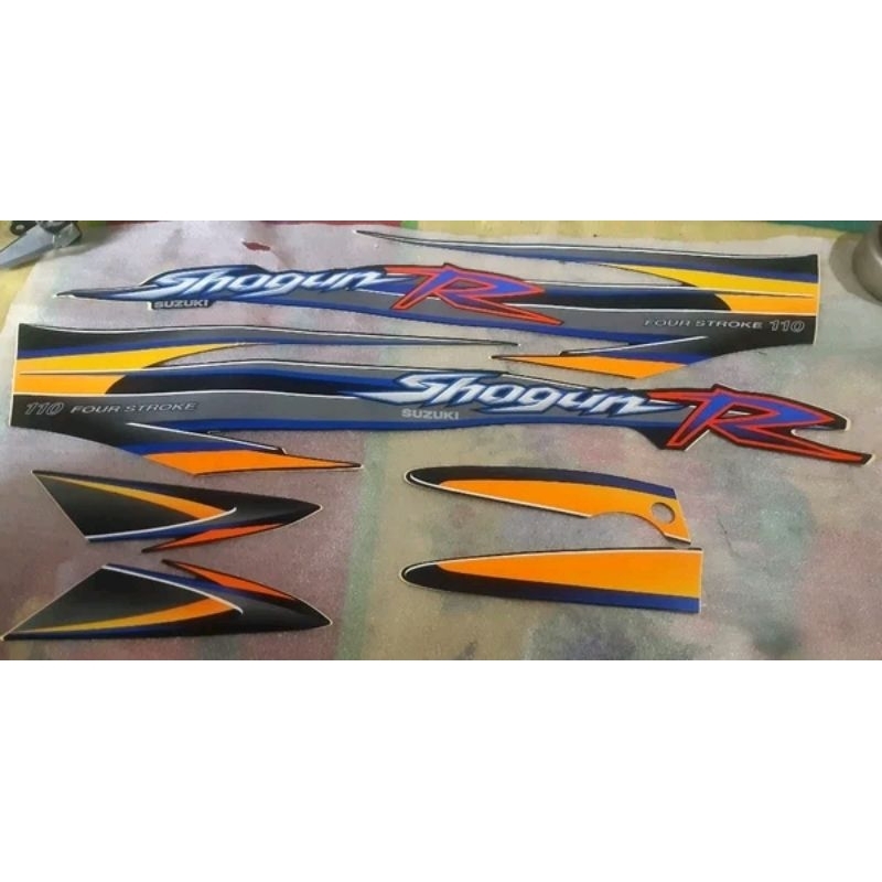 striping stiker bok cover body full set assy original shogun 110 r new merah oranye orange silver hi