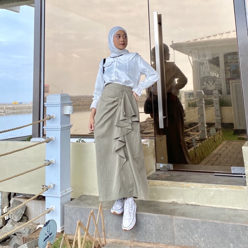 Asyila Skirt Katun Ruffle Lingkar 65-95cm