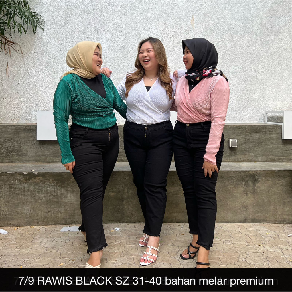 CELANA JEANS WANITA 7/9 RAWIS BLACK SUPERBIG