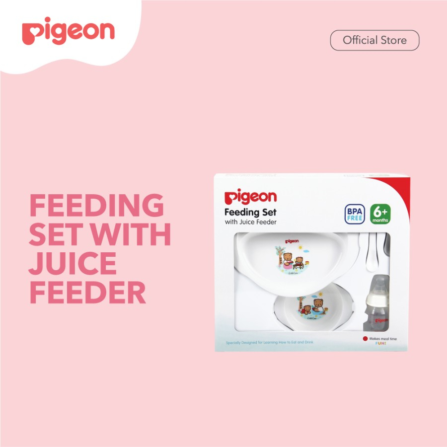 PIGEON Feeding Set With Juice Feeder | Perlengkapan Makan Bayi " bebe Love "