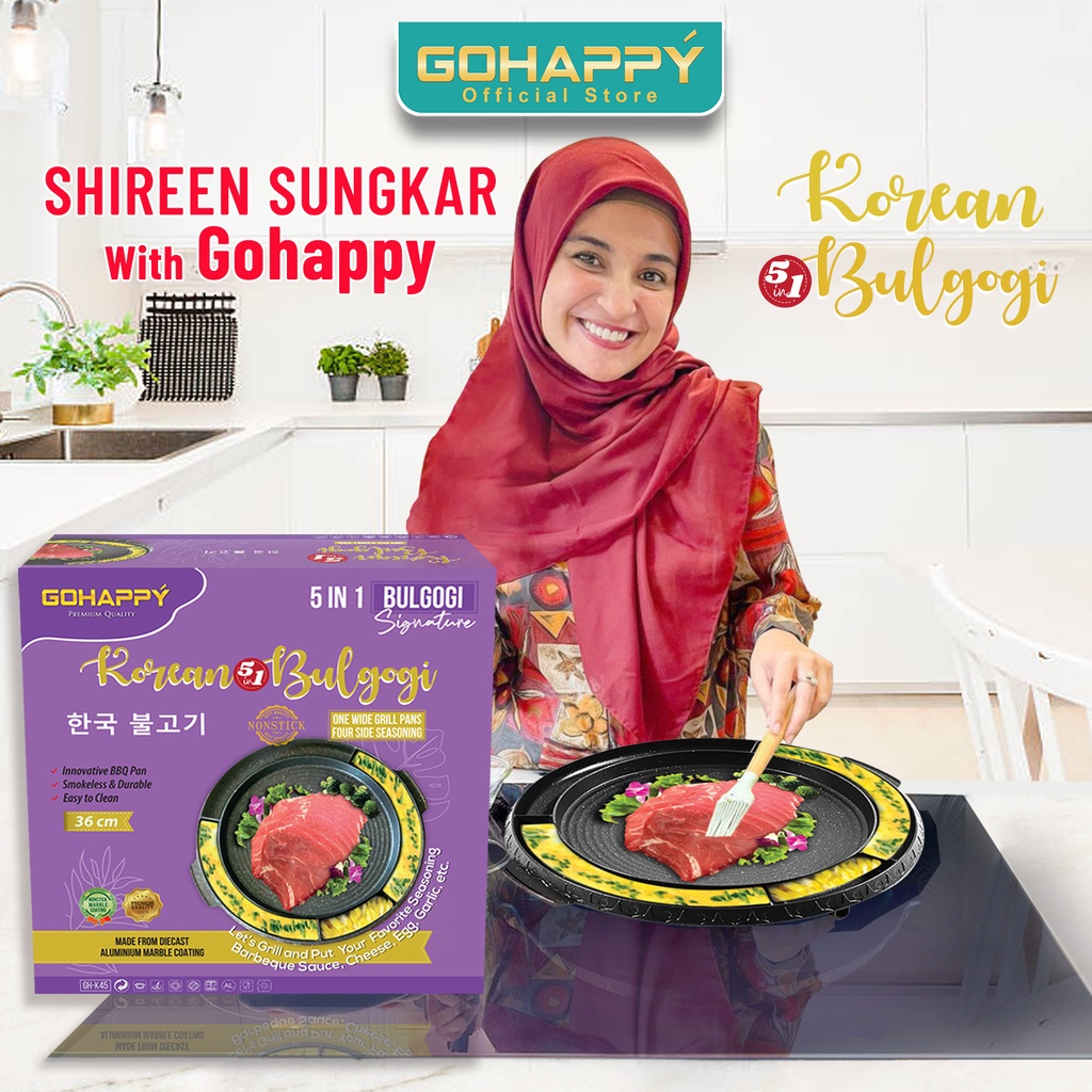EVERLUX Gohappy Bulgogi Grill Pan korea (36cm) More healthy anti lengket - GHK45