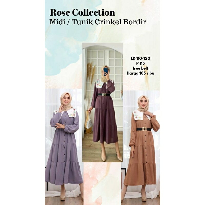 midi/tunik crinkle renda model remaja
