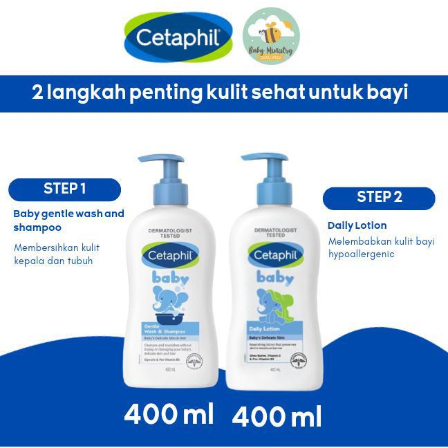 CETAPHIL Baby Daily Lotion (400ml) FREE 50ml Produk Cetaphil RANDOM /  Cetaphil Baby Gentle Wash &amp; Shampoo (400 ml) / sabun mandi bayi / shampoo bayi / lotion bayi / anti alergi / lotion / best seller / new packaging