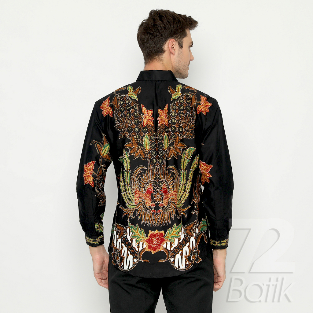 KEMEJA BATIK PRIA Casanova Kemeja Slimfit Lengan Pendek Premium Motif Elegant Warna Hitam Orange 722393 Cap 72 - Baju Kemeja Atasan Pakaian Setelan Batik Pria Cowok Laki Laki Remaja Keluarga Kantor Lengan Pendek Modern Slimfit Slim Fit Premium Kekinian