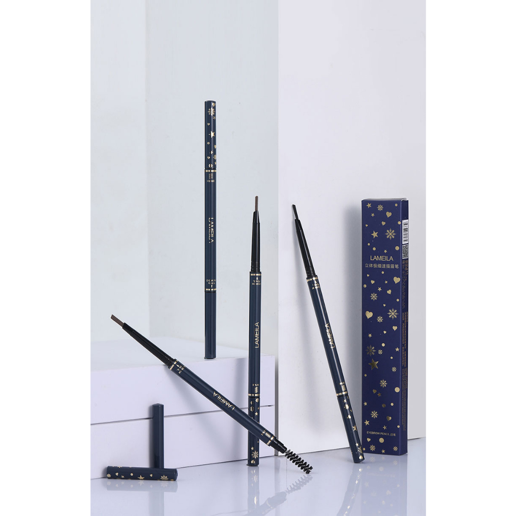 LM-833 Lameila Pensil Alis 4 Colors Double Heads Eyebrow Pencil Lasting Eyebrow Pen Waterproof