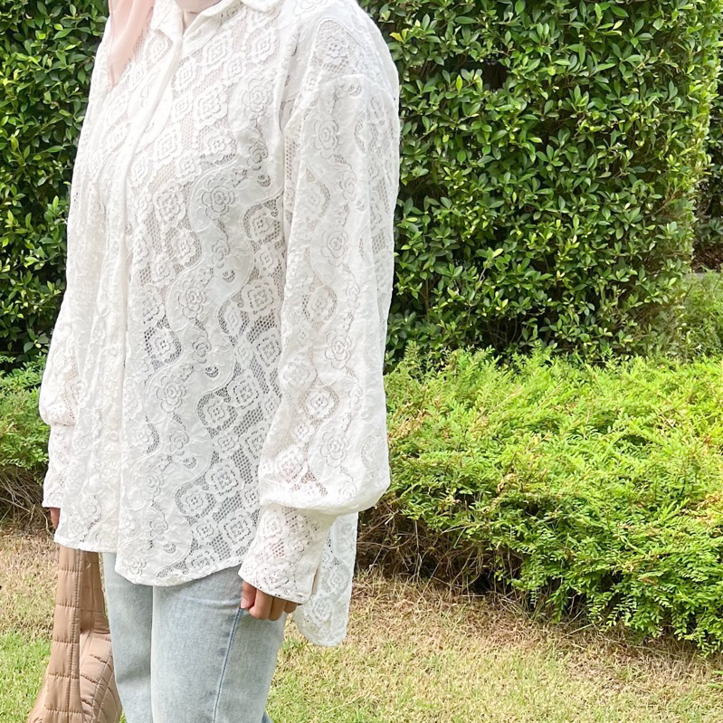 Heba Shirt by Dielle Official / Lace Shirt / Oversized Shirt