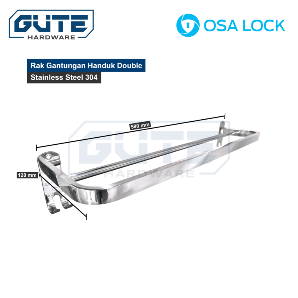 GUTE OSALOCK Rak Handuk Stainless 304 Kamar Mandi Jemuran Gantungan