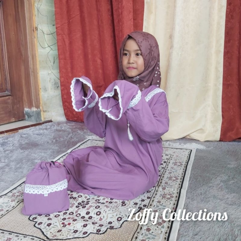 Mukena abaya anak umur 5-10 tahun / Mukena abaya sholat  bahan katun crinkle polymicro / Mukena abay