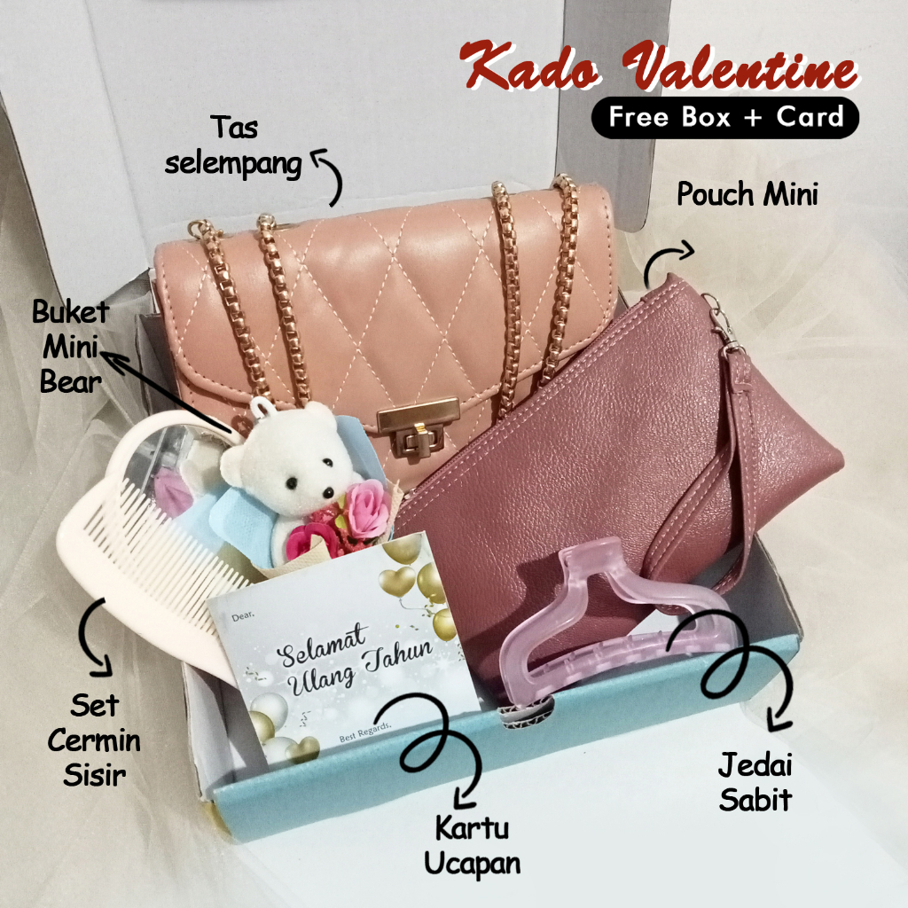 Hampers kado surabaya hadiah valentine ultah wanita set ulang tahun cewek warna pink gift birthday pernikahan anniversary