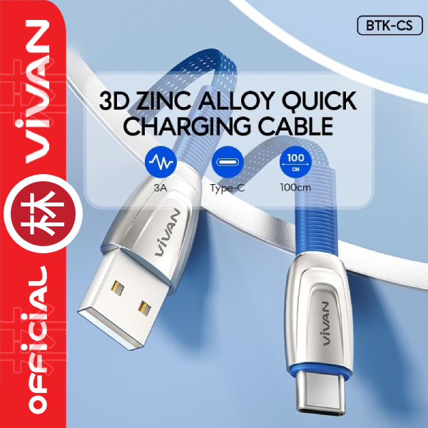 Vivan BTK-CS Kabel Data Cable Type C USB-C Fast Charging 3A 1M New BTK-C